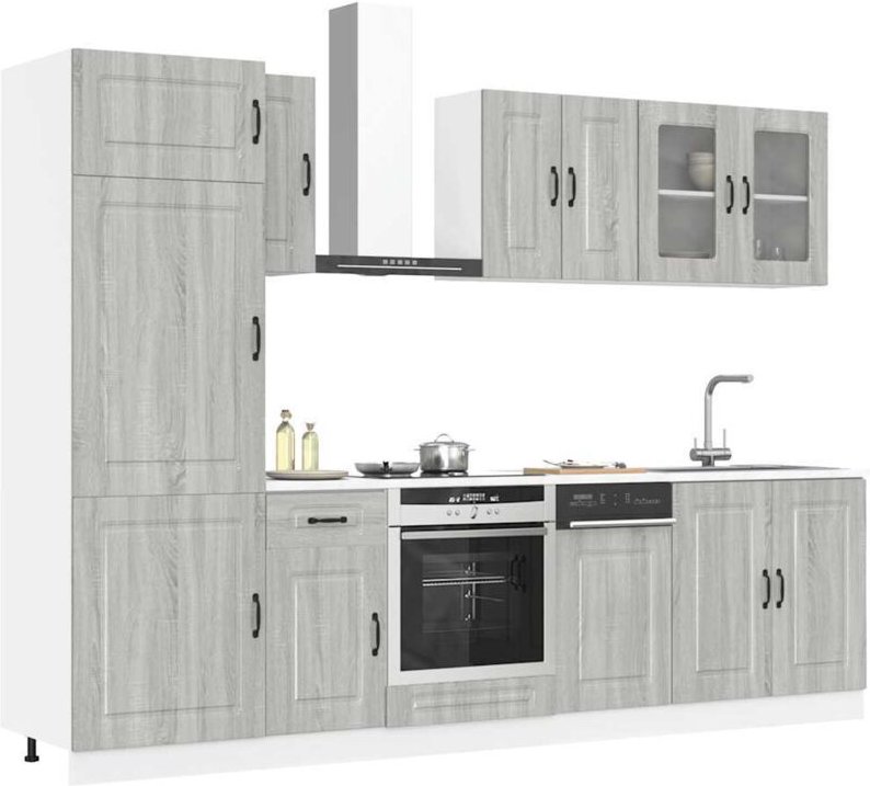 8-tlg. Küchenschrank-Set Kalmar Grau Sonoma Holzwerkstoff Vidaxl