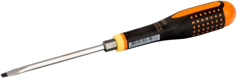 Bahco ERGO Schraubendreher für Schlitzschrauben mit durchgehender Klinge und schlagfestem Griff, 0,6 mm x 3,5 mm x 75 mm