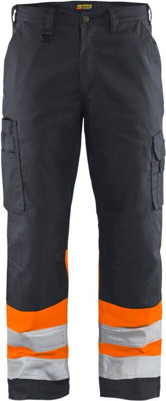 Arbeitshose mit hoher Sichtbarkeit 1564 - Mittelgrau/Neongrün 5XL - FR(60) - SE(C66) - Kurz