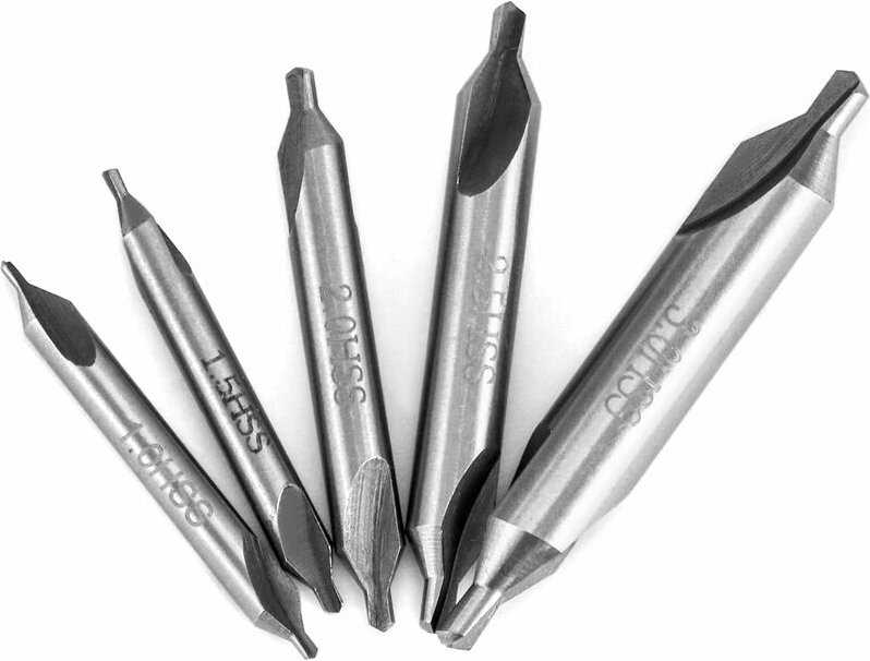 Gotrays - Zentrierbohrer-Set, 5-teilig, 1/1,5/2,5/3 mm, 60-Grad-Drehung, kombinierte Zentrierbohrer-Spüle für Metall, Le...
