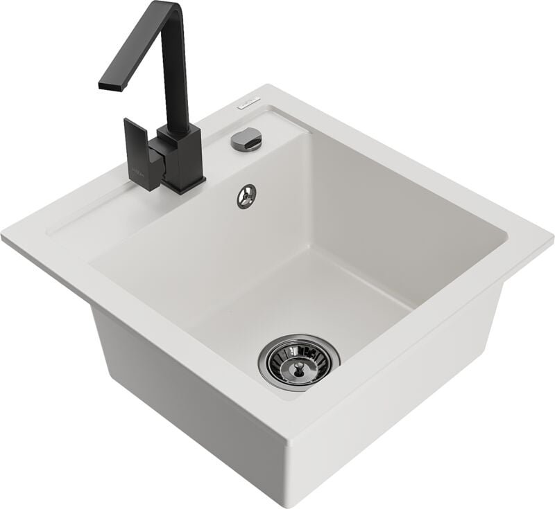 Vito 1-Becken-Granit-Spüle mit Mischbatterie Rita, Weiß - 6503-20-670300-70 - Mexen