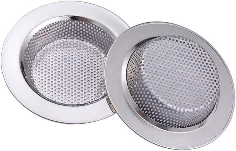 Sollbry - 2er-Pack Spülbeckensieb, Edelstahl-Spülbeckensieb, Abflusssieb für Küche und Bad, 4,5 Zoll, Silber