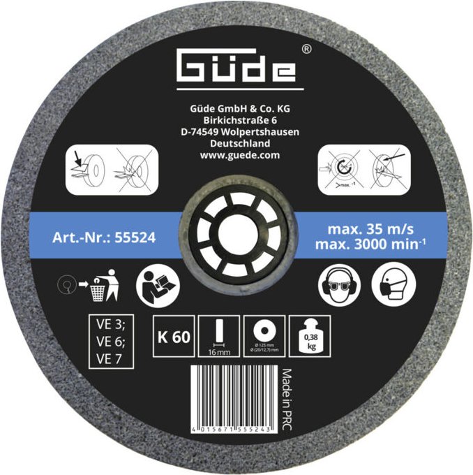 Güde Schleifscheibe K 60 125 x 16 x 20 mm Doppelschleifer & Schärfgeräte