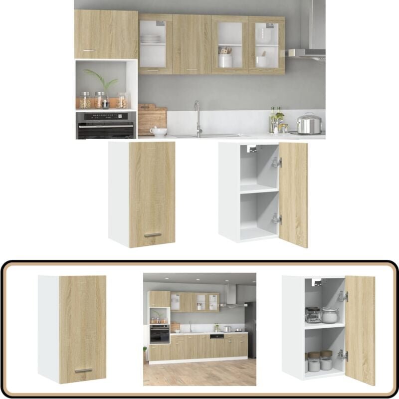 Hängeschrank Sonoma-Eiche 29,5x31x60 cm Holzwerkstoff - Küchenregal - Aufbewahrungsschrank - Hängeoptik - Holzschrank - ...