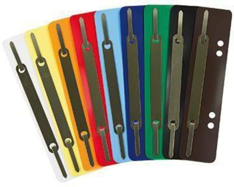 Thumbnail - Heftstreifen 3,4 x 15 cm (b x h) Polypropylen je 25 x weiß gelb orange rot hellblau dunkelblau dunkelgrün grau braun sch...