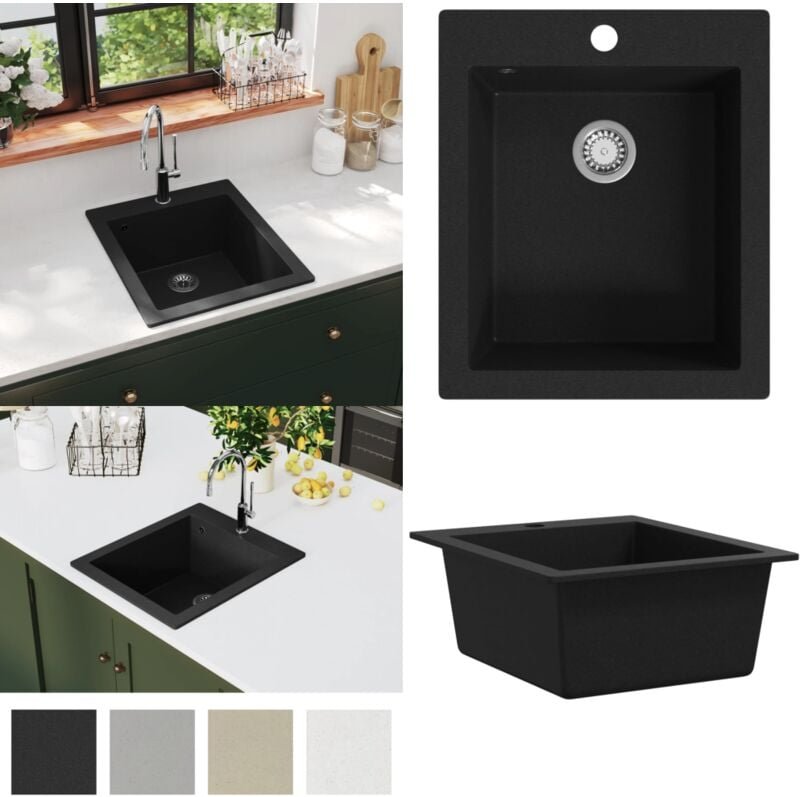 Granitspüle Einzelbecken Schwarz - - Home & Living - Schwarz