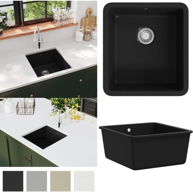 Granitspüle Einzelbecken Schwarz - Spülbecken - Küchenspüle - Home & Living - Schwarz