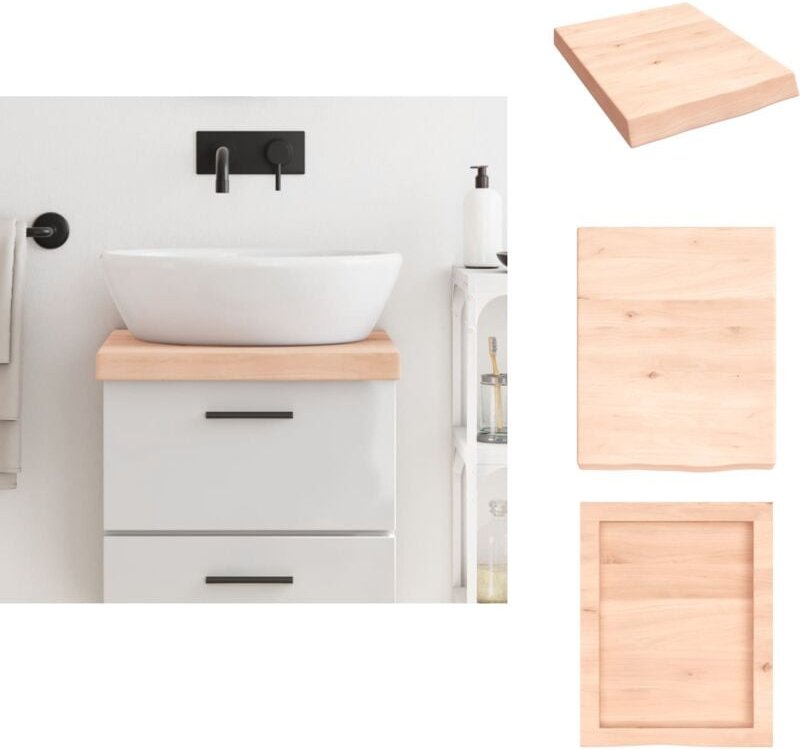 Waschtischplatte 40x50x(2-6) cm Massivholz Unbehandelt - Waschtischplatte - Eiche - Holzarbeitsplatte - Badrenovierung -...