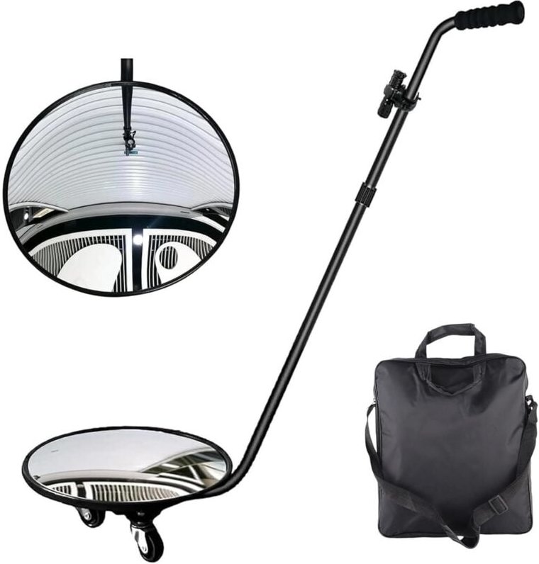 Teleskop-Inspektionsspiegel, 11,8 Zoll Rundspiegel auf einem Stab, Ausziehbarer Spiegel bis 47 Zoll, 360°-Inspektionsspi...