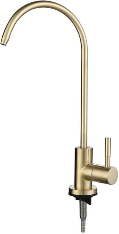 Küchenarmaturen Wasserfilterhahn, einzelner Kaltwasserfilterhahn Schwanenhals für Küchenspüle, Roségold (Farbe: gebürste...