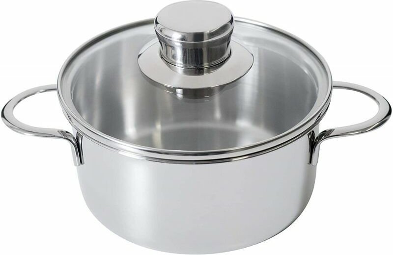 Kelomat Bratentopf mit Glasdeckel Mini Ø14 cm Edelstahl rostfrei