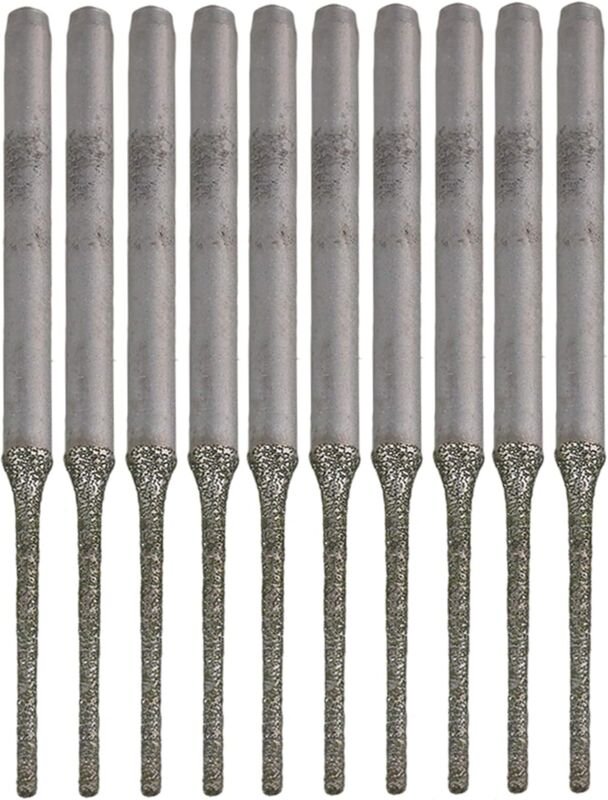 Shining House - 10 Stück Diamantbohrer mit verlängerter Silberspitze zum Bohren von Löchern in Mineralien, Perlen, Achat...
