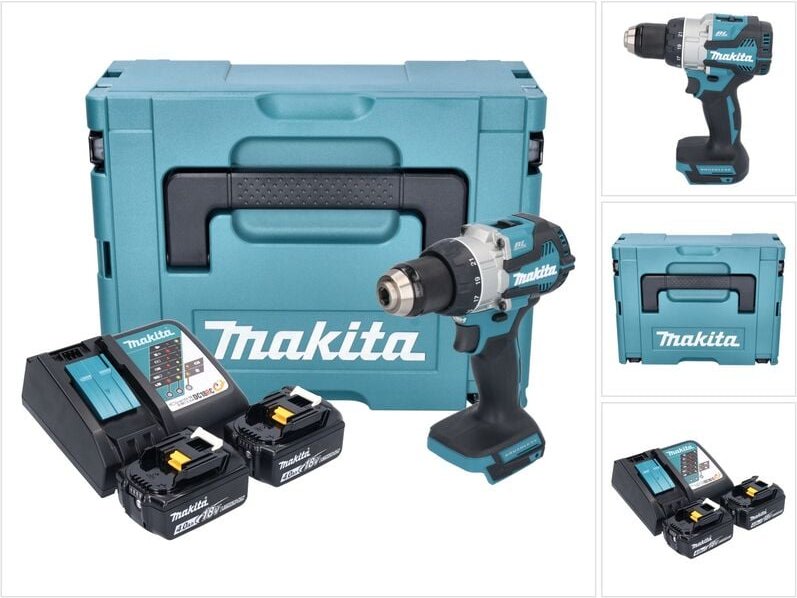 Makita DDF 489 RMJ Akku Bohrschrauber 18 V 73 Nm Brushless + 2x Akku 4,0 Ah + Ladegerät + Makpac