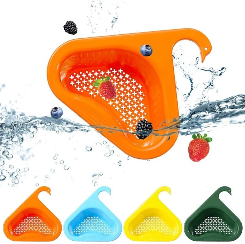 4 Farben dreieckiger Filterkorb, dreieckiger Spülbecken-Siebkorb, Spülbecken-Sieb, Spülbecken-Organizer für Gemüse/Obst,...