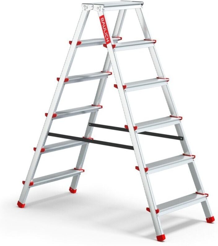 HOME Leiter 2x6 aus Aluminium, doppelseitig, 6 Stufen, 125 kg Tragfähigkeit