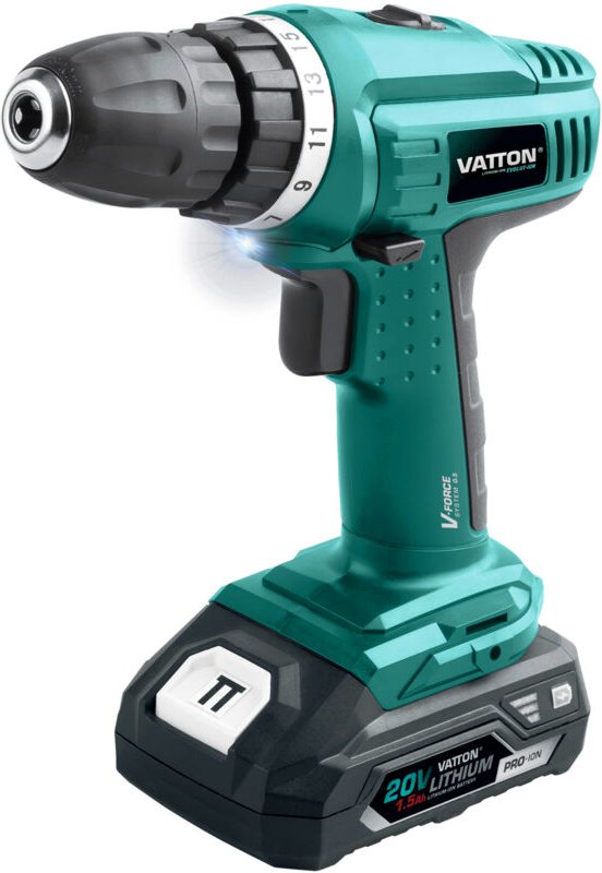 Vatton 20-V-Schraubendreher und Bohrmaschine, 1 Batterie 1,5 Ah