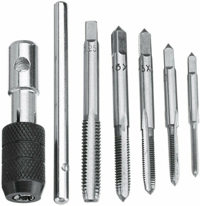 Memkey - 5-teiliges metrisches Handgewindebohrer-Sortiment mit gerader Nut, M3, M4, M5, M6, M8, mit 1 verstellbarem Schr...