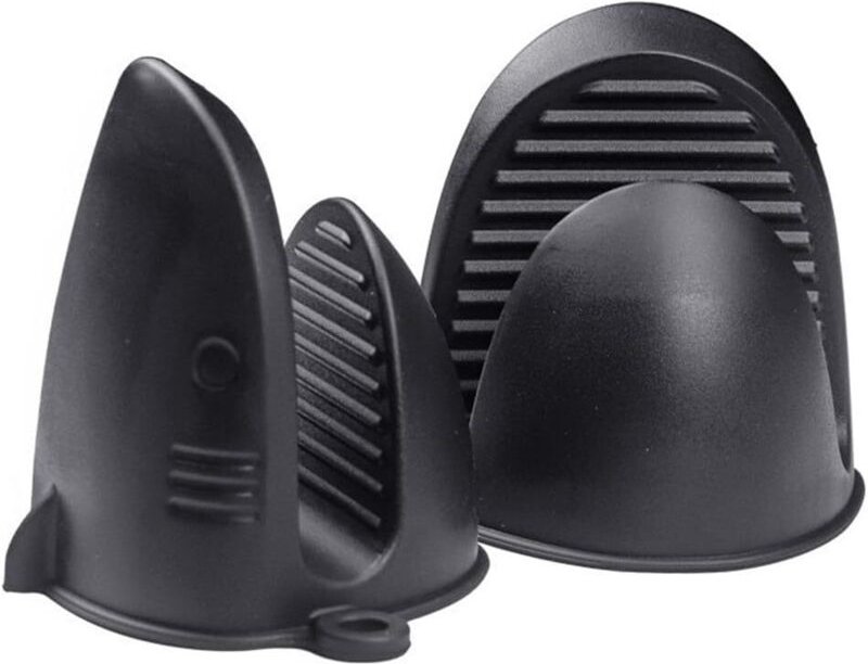 Silikon-Ofenhandschuhe, hitzebeständig, rutschfest, wasserdicht, perfekt zum Kochen, Backen und Grillen (schwarz)