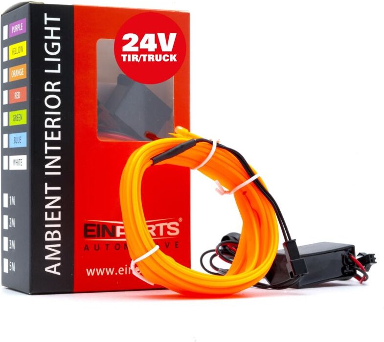 LED Auto Lichtleiter Umgebungslicht 24V Orange 3 Meter