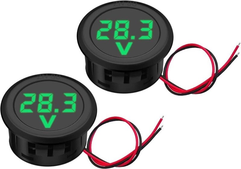 2 Stück 5 V-100 V Auto DC Digital LED Voltmeter Anzeige Wasserdichte Gleichspannungsanzeige für Motorrad, Boot, LKW, Woh...
