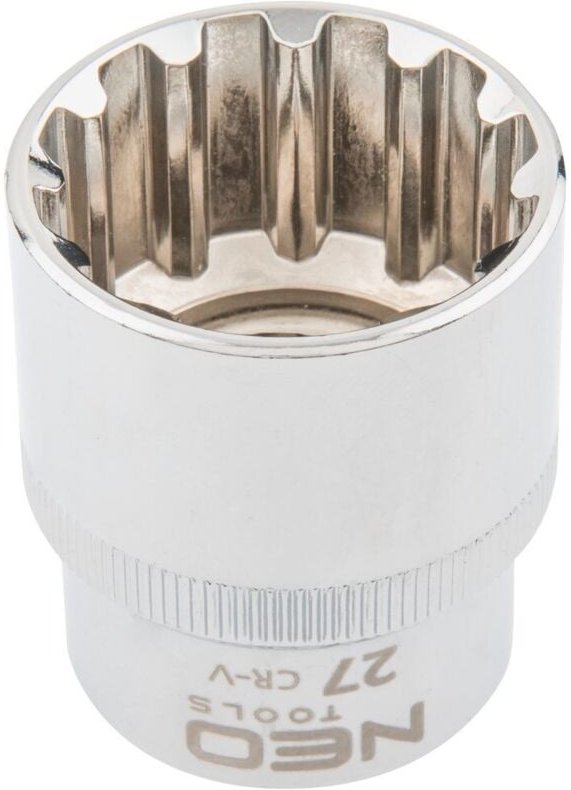 NEO Spline-Steckschlüsseleinsatz 1/2", 27 mm - Universal, Chrom-Vanadium