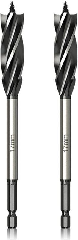 Professioneller Holzbohrer, 17 mm x 165 mm, 2 Stück, Schlangenbohrer mit selbsteinziehender Führungsspitze, 1/4 Zoll Sec...