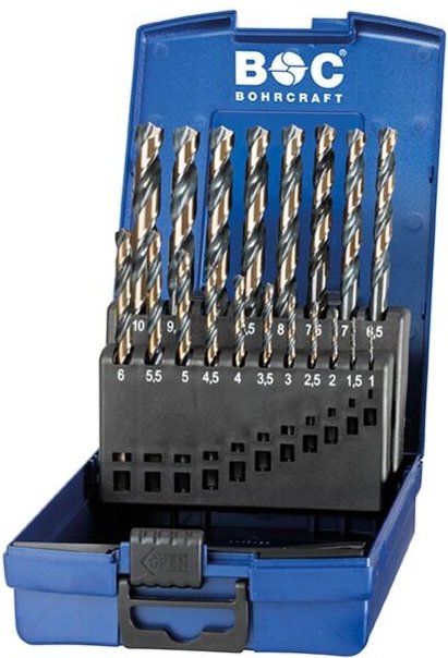 DIN 338 HSS-G TURBO Bohrer-Satz, ABS Box // 19-tlg. 1,0 - 10,0 x0,5 mm Bohrcraft 12011330019