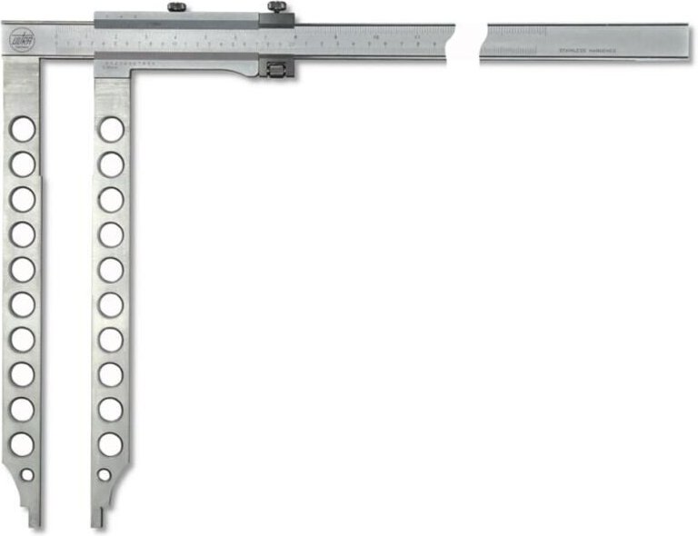 Ultra Präzision - Messschieber active inox mattverchromt mit Feineinstellung ohne Spitzen mit langen Schnäbeln 1500x500-...