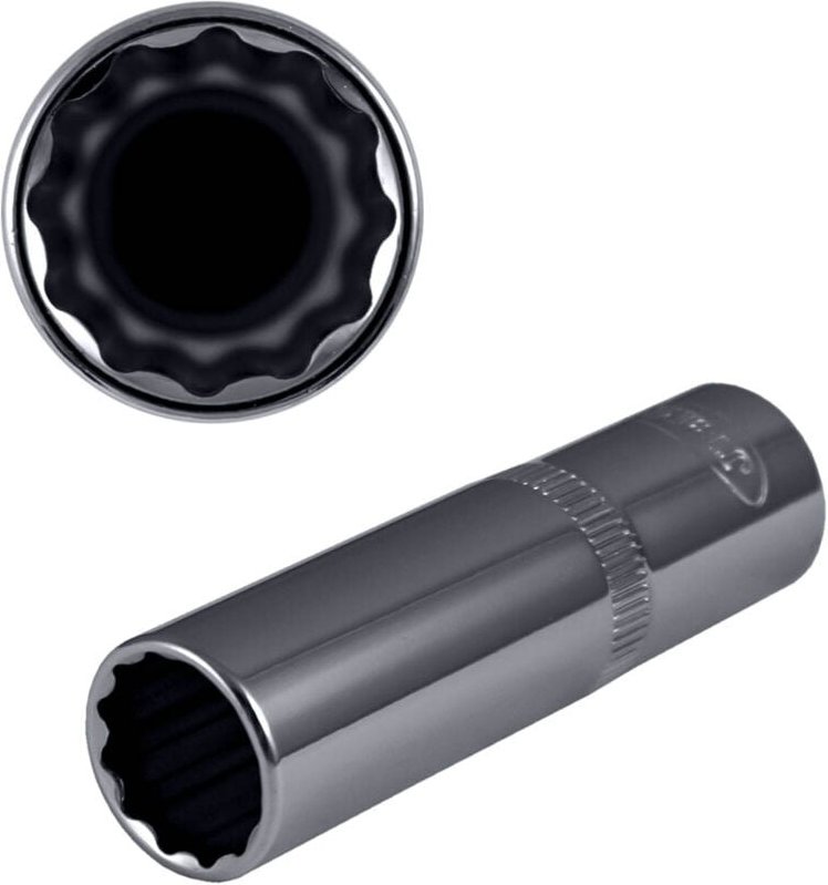 European Tools - 12-kantige 1/2' Steckschlüssel-Steckschlüssel, 75mm lang. 16 mm. Chrom JBM14510