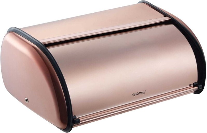KINGHOFF KH-1840 Brotkasten aus glänzendem Stahl in Roségold, klein, 36 cm