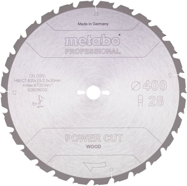Metabo - Sägeblatt 'power cut wood - professional', 400x3,5/2,5x30, Z28 fz/fa 10°