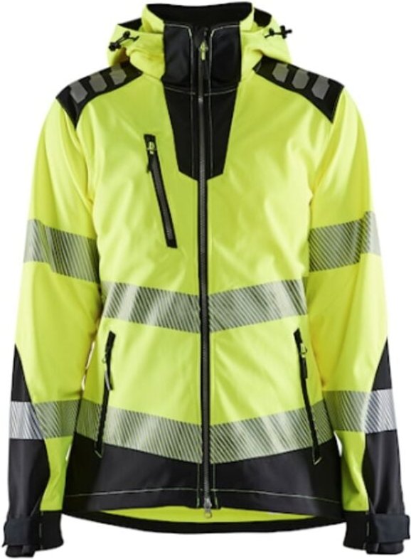 Thumbnail - Arbeits-Softshelljacke mit hoher Sichtbarkeit für Damen 4791 – Neon Gelb/Schwarz M