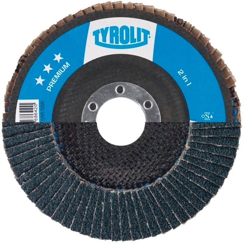 Tyrolit - Schleiflamellenteller 2in1 Premiumgekröpft ø 125 mm Korn 60 Form 27A