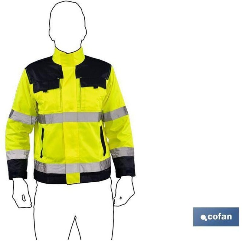 Warnschutzjacke Vega, Modell Gelb und Marineblau, Größe S