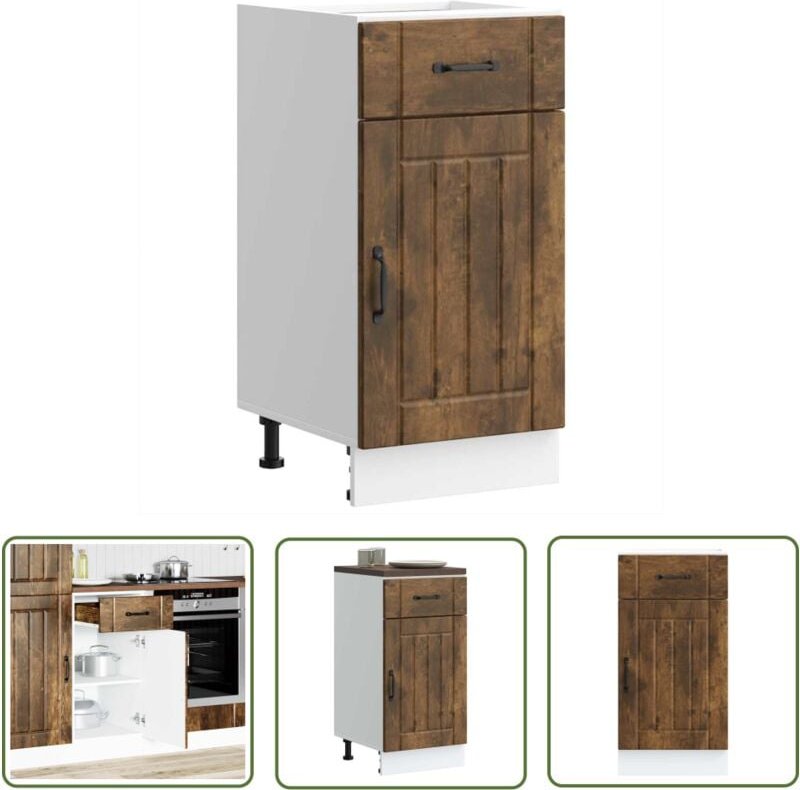 The Living Store - vidaXL Küchen-Unterschrank Lucca Räuchereiche Holzwerkstoff