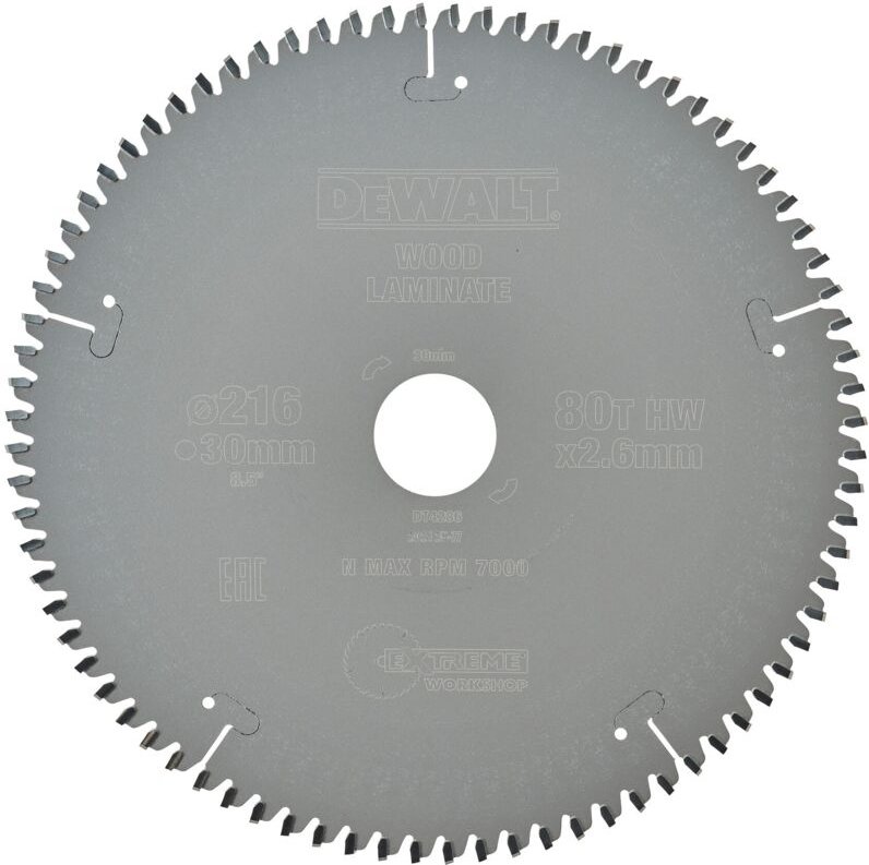 Extreme Kreissägeblatt 216 x 30mm 80 tfz für Stationärsagen DT4286-QZ - Dewalt