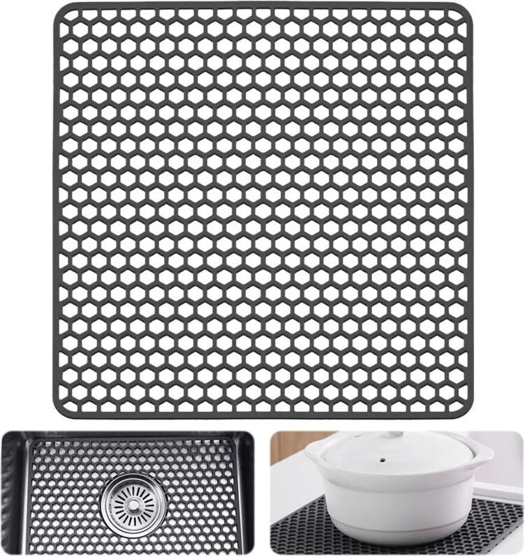 Spülbeckenmatte Küche 30,5 x 30,5 cm, Silikon Spülbeckenmatte, Eckig Spülbeckenschutzmatte, Anti-Rutsch Spülbeckenschutz...