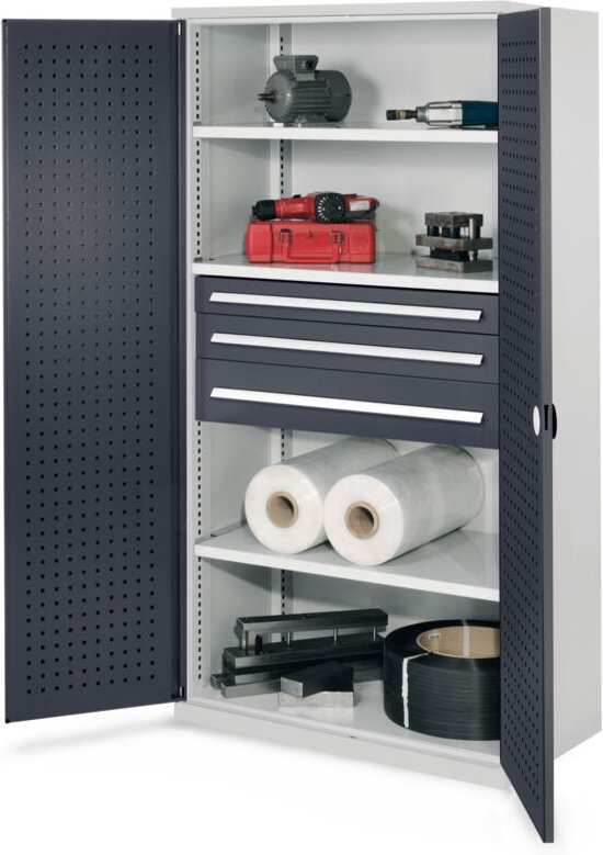 Kappes Schwerlastschränke ohne Mitteltrennwand 1950x1000x600mm Modell 46 Lochplattentüren anthrazitgrau