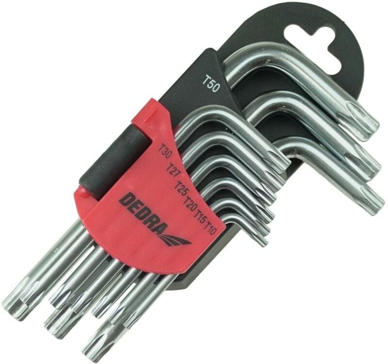 Thumbnail - DEDRA Kurze Torx-Schlüssel - 9er-Set (T10-T50) - CrV