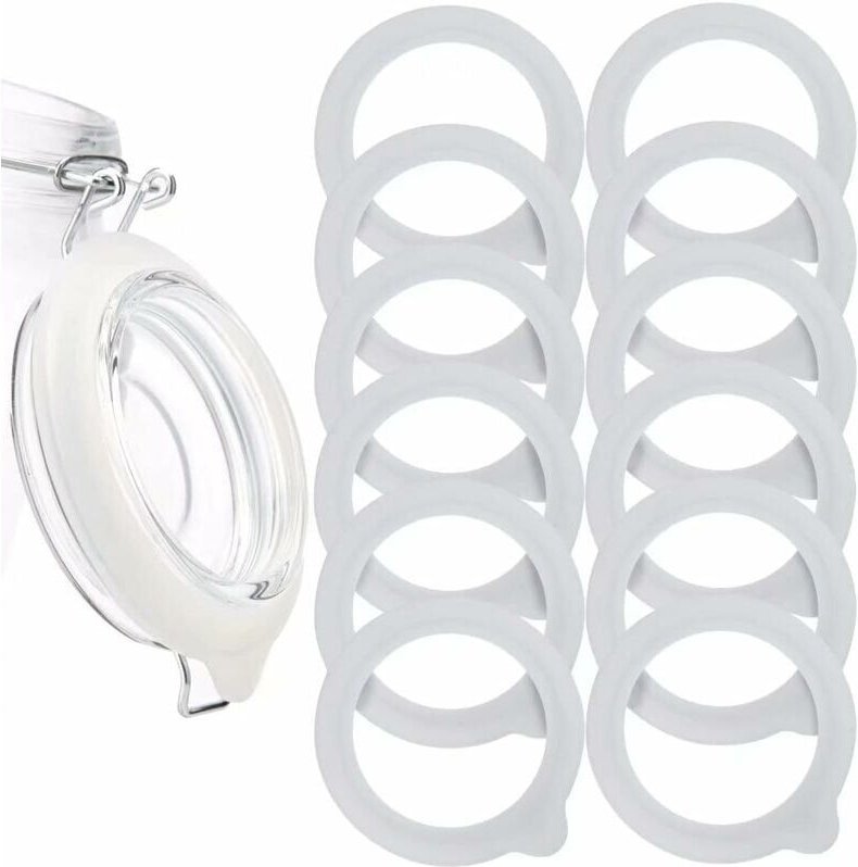 12 Stück Silikon-Glasdichtungen als Ersatz, luftdichte Silikon-Dichtungsringe für Einmachglasdeckel, Weithalsgläser