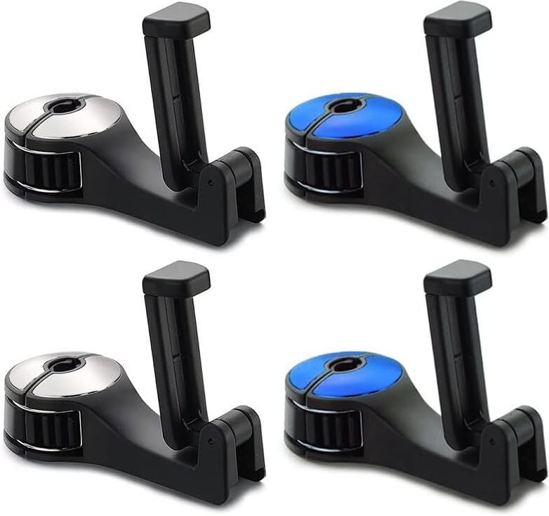 Thumbnail - 4 Stück Auto-Kopfstützenhaken, Autositz-Haken, 2-in-1-Autositz-Haken, Autositz-Haken, zum Aufhängen von Handtaschen, kle...