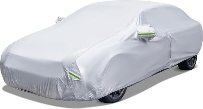 Costway - Abdeckplane Auto, Autoplane Wetterfest mit Reißverschluss & Tasche, Autogarage Vollgarage für Regen Schnee Son...