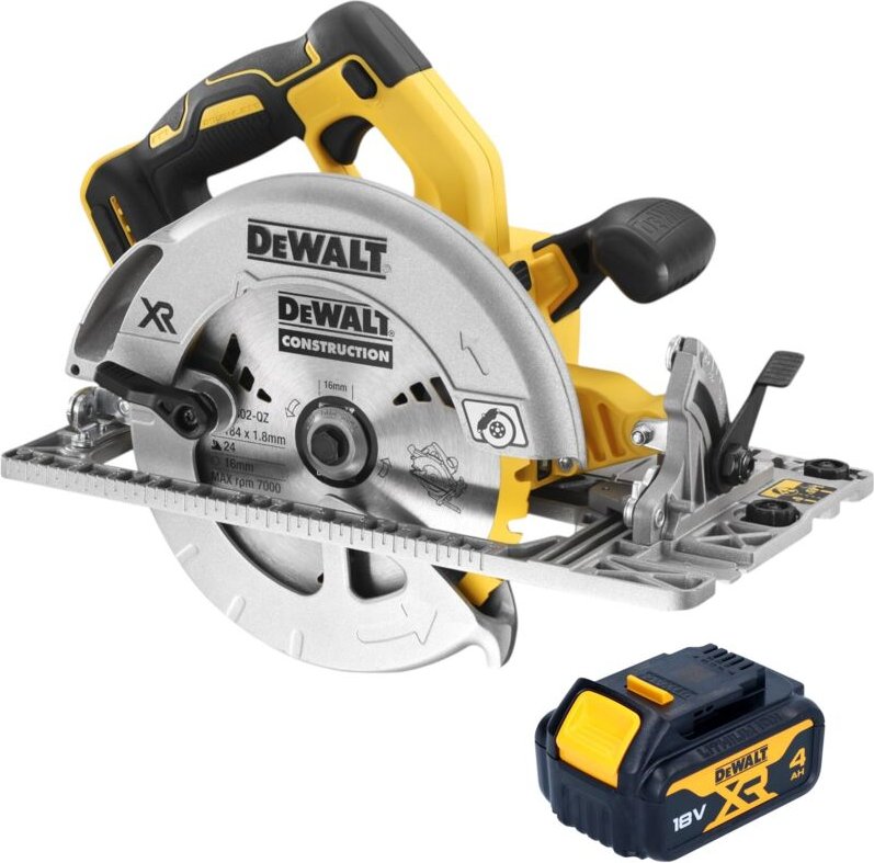 Dcs 572 n Akku Handkreissäge 18 v 184 mm Brushless + 1x Akku 4,0 Ah - ohne Ladegerät - Dewalt