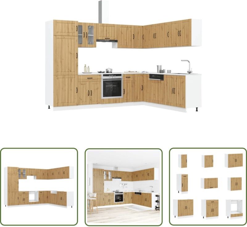 The Living Store - vidaXL 14-tlg. Küchenschrank-Set Lucca Artisan-Eiche Holzwerkstoff