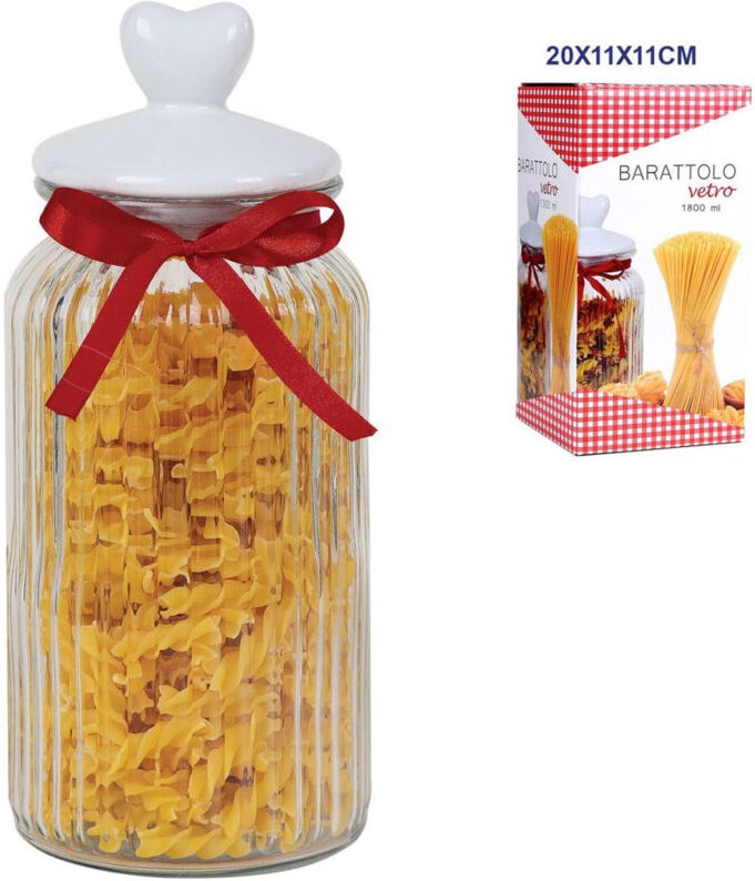 Trade Shop Traesio - Trade Shop - Glas mit herzförmigem Keramikdeckel, 1800 ml -