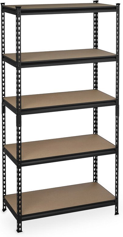 Schwerlastregal zum Stecken, hbt: 183x91x46 cm, Traglast: 1800 kg, 5 Ebenen, Keller & Garage, Stahl, schwarz - Relaxdays