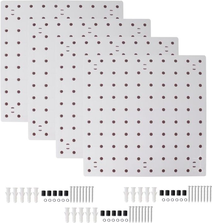 4-teiliger Pegboard-Wand-Organizer, weiß zum Aufhängen, für Bastelraum, Garage, Küche, Wohnzimmer