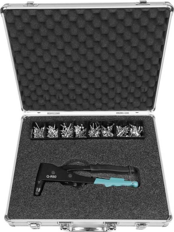 Sortimentskassette Blindnieten aus Stahl mit Blindnietzange qr 50 - Nietmutternzange für Blindnieten ø 2,4-5mm, 290-teil...