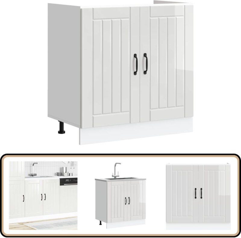 Spülenunterschrank Lucca Hochglanz-Weiß Holzwerkstoff - Vidaxl