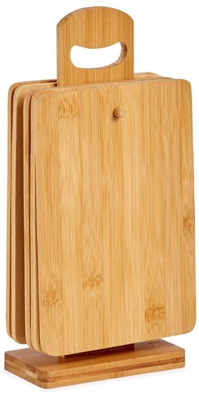 Schneidebretter aus Bambus mit Ständer, 6er-Set